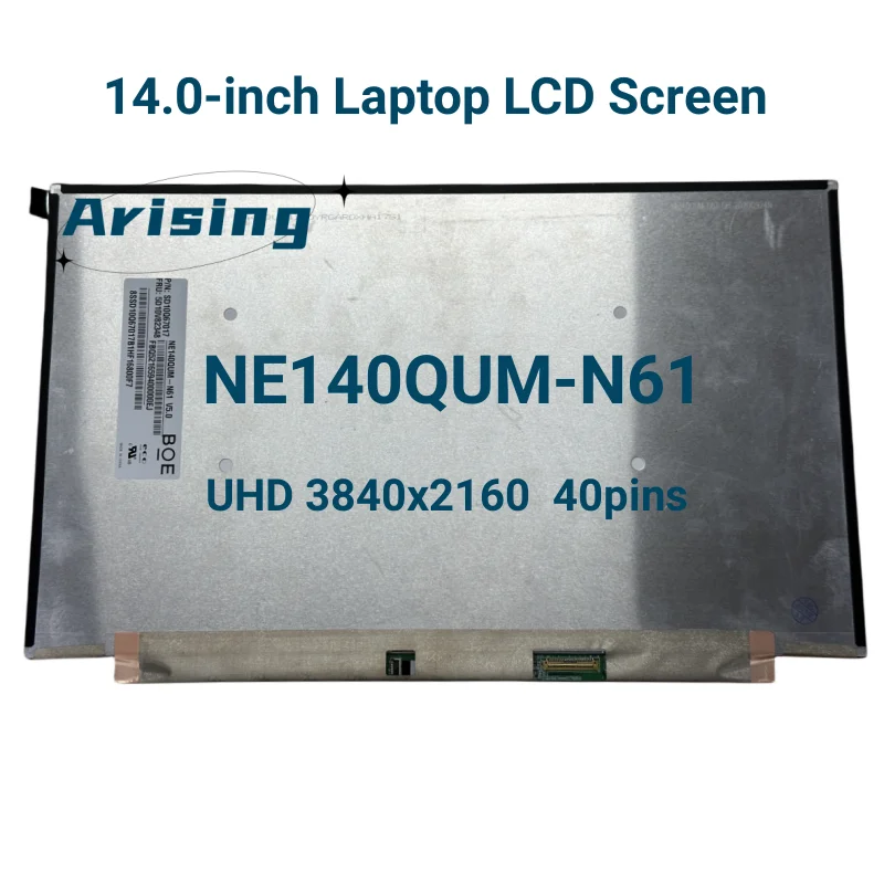 

14.0-inch Laptop LCD screen NE140QUM-N61 V5.0 For Lenovo T14 Gen 1 T14s X1 Carbon 8th Gen UHD IPS FRU: 5D10V82348 non-touch