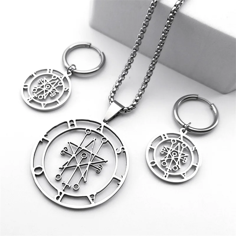 Astaroth Sigil Goetia Stainless Steel Jewelry Set - Men's Demon Seal Jewelry Collection