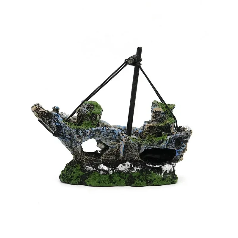 1pcs Aquarium Fish Tank Landscaping Shipwreck Pirate Ship Decoration Resin Boat Accessories Furniture Pet Fish Tank Decorations