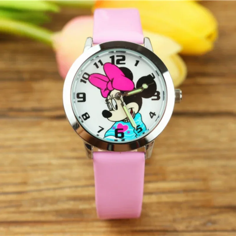 Disney Minnie Kids Watch Waterproof Cartoon Children Quartz Watches Womens Girls Time Machines Clock Birthday Gifts Top Brand 5