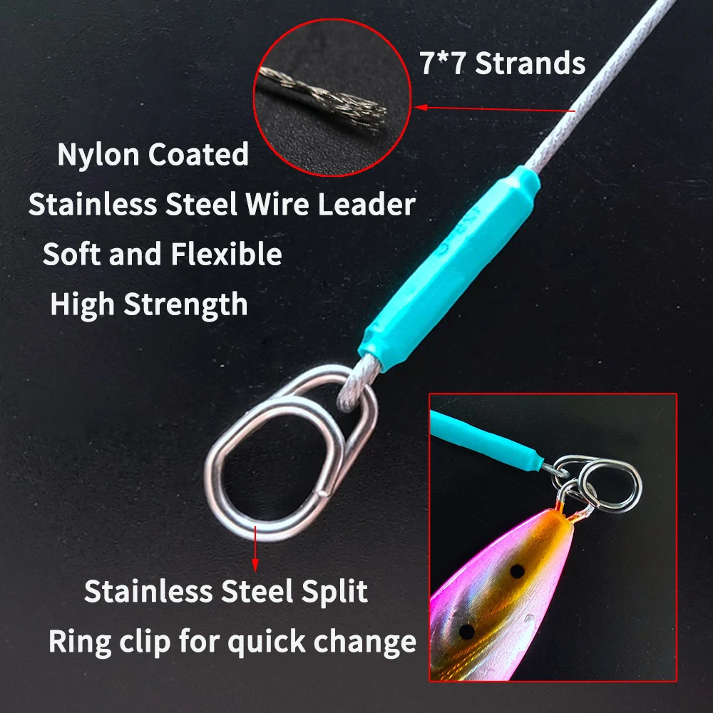 Wire Furrelsstainless Steel Wire Leader With Swivel & Clip - 4pcs