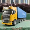 1/50 Simulation Large Truck Toy Car Model Alloy Diecast Transport Container Vehicle Car For Boy Gifts with Sound Light Pull Back 2