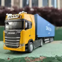 1/50 Simulation Large Truck Toy Car Model Alloy Diecast Transport Container Vehicle Car For Boy Gifts with Sound Light Pull Back 2