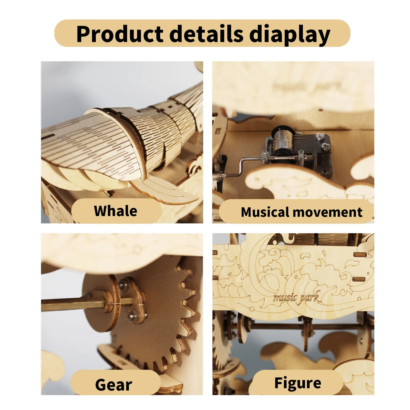 3d wooden puzzle Whale music box Play Beautiful Seaside Handmade Assembly Model kit Holidays birthdays Christmas gifts 3