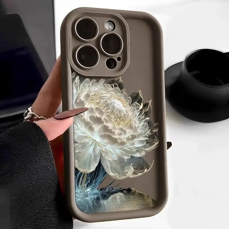 Funda de teléfono mate con flores para iPhone, funda a prueba de golpes para iPhone 11, 13, 15 Pro, 14, 16 Pro Max, 12, 13, 7, 8 Plus, SE 2020, XR, XS Max, X