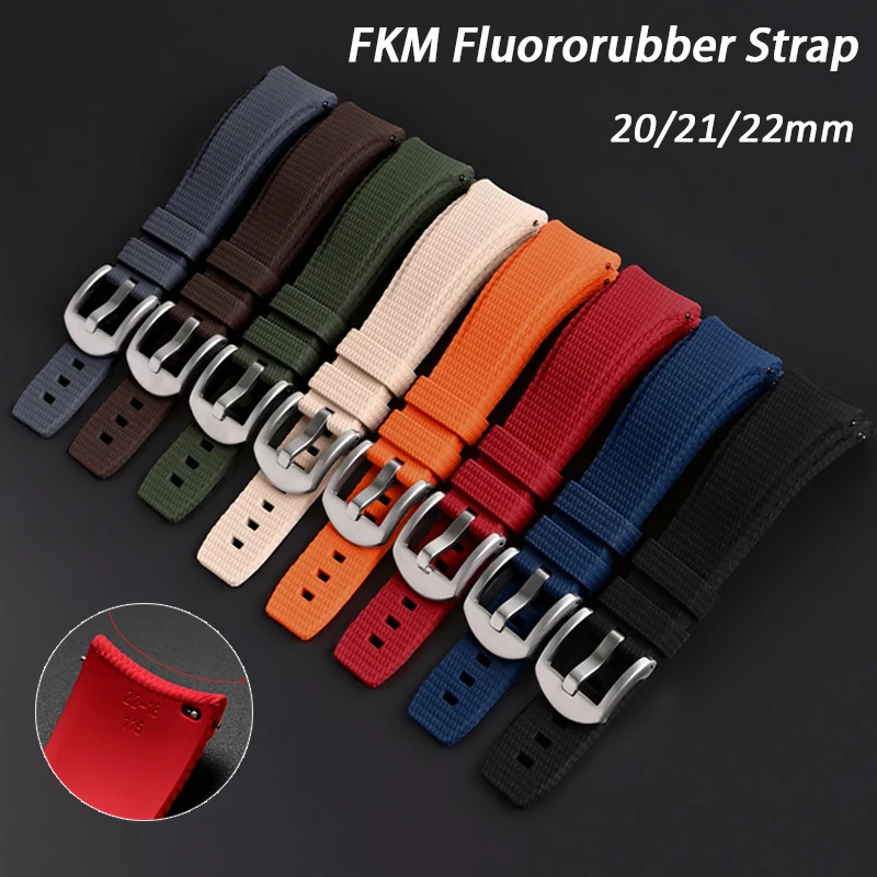 Universal Quick Release Curved FKM Rubber Sport Watch Band (Available in 20mm, 21mm, 22mm)