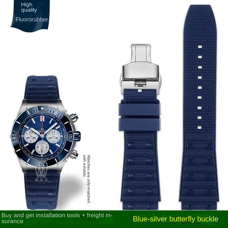 thumbnail image 1 of Correa de reloj de caucho fluorado de alta calidad de 22 mm y 24 mm para Breitling, correa para cronometraje mecánico Avengers Super Ocean, 1 of 5