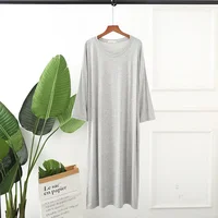 New spring and autumn ladies modal dress solid color loose large size casual night skirt home skirt female nightgown sleep wear - Image 5