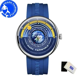 Mark Fairwhale Earth Dial Waterproof Quartz Sports Watch with Silicone Strap (Blue - FW5700)