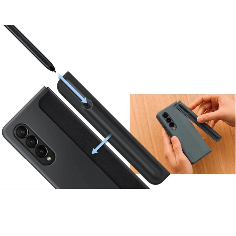 For Samsung Galaxy Z Fold4 5 Case with Kickstand and S Pen Holder Back Protector Standing Cover SPen Pocket For Z Fold4 5 stylus