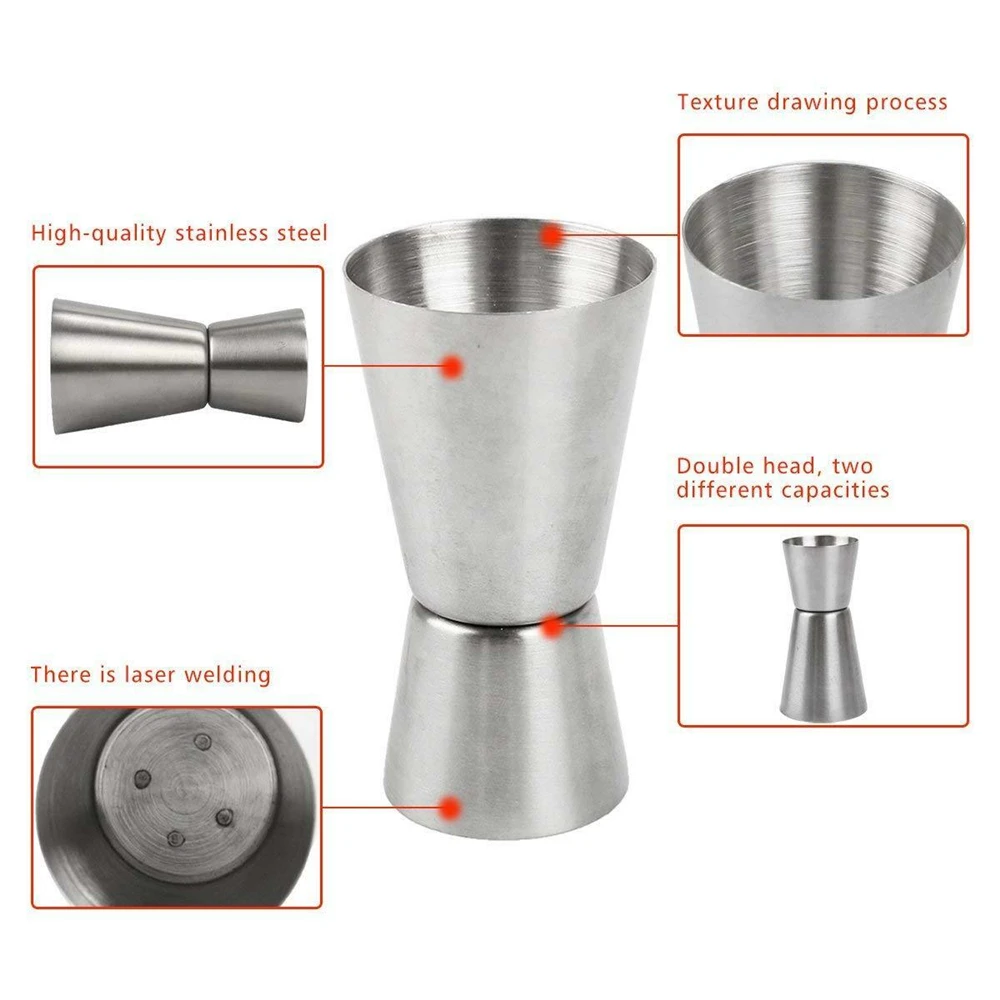 Stainless Steel Measuring Cups 15/30 25/50 20/40 30/60ml Bar Party Wine Cocktail Shaker Dual Shot Jigger Liquid Drinks DIY Tool stainless steel measuring cups cocktail shaker measuring jigger