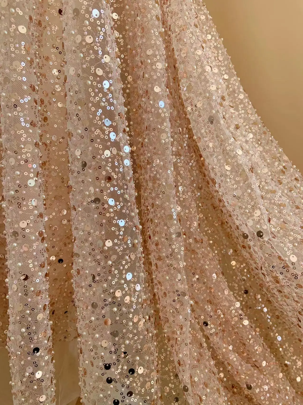 1 Yard Sequins Beaded Rose Gold Tulle Lace Fabric for Wine Red Wedding  Dress,Evening Party Skirt,Ball Gown,Sparkle Dance Costume - AliExpress