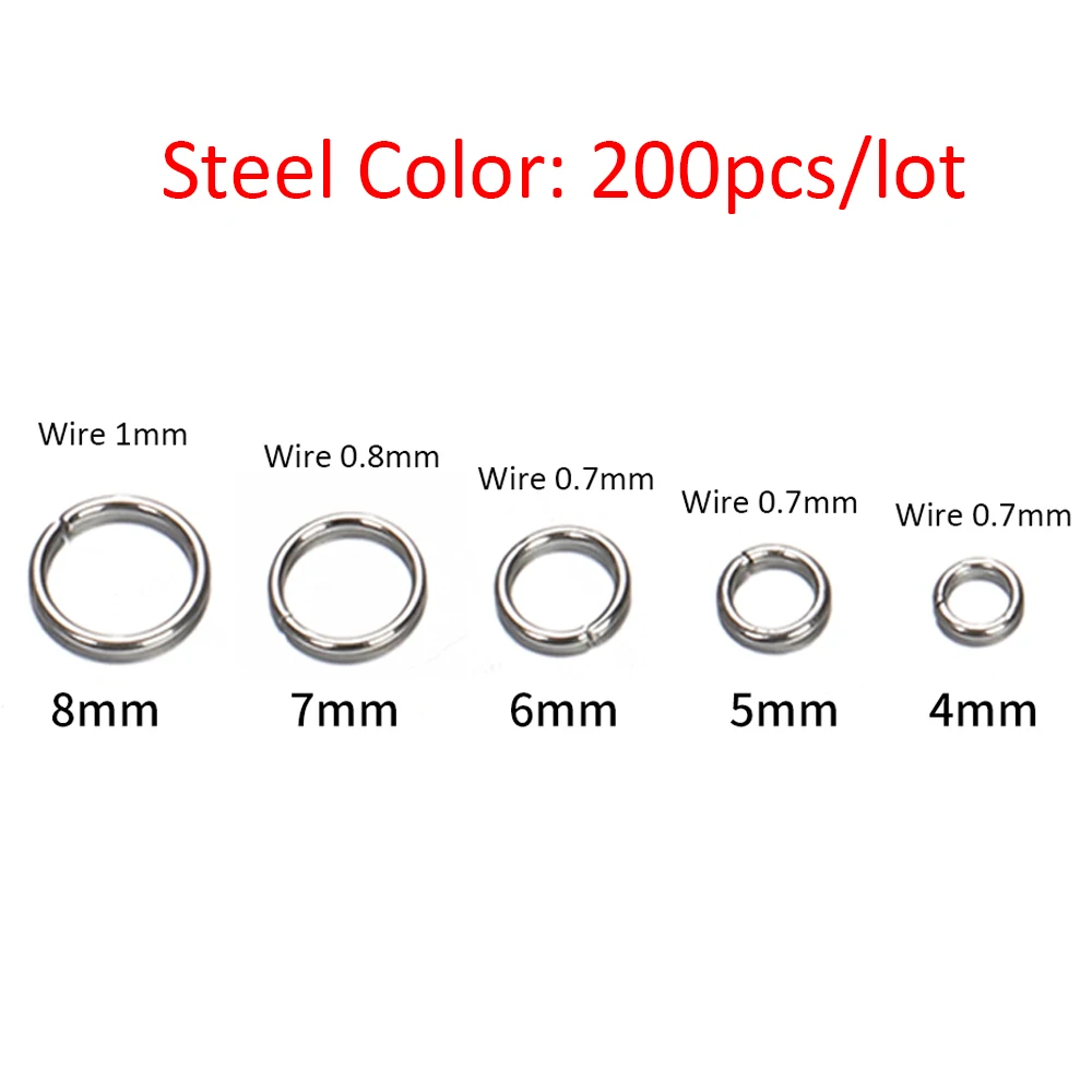 100-200pcs 4-10mm 스테인레스 스틸 분할 반지 오픈 점프 링 커넥터 쥬얼리 만들기 DIY 구성 요소 결과