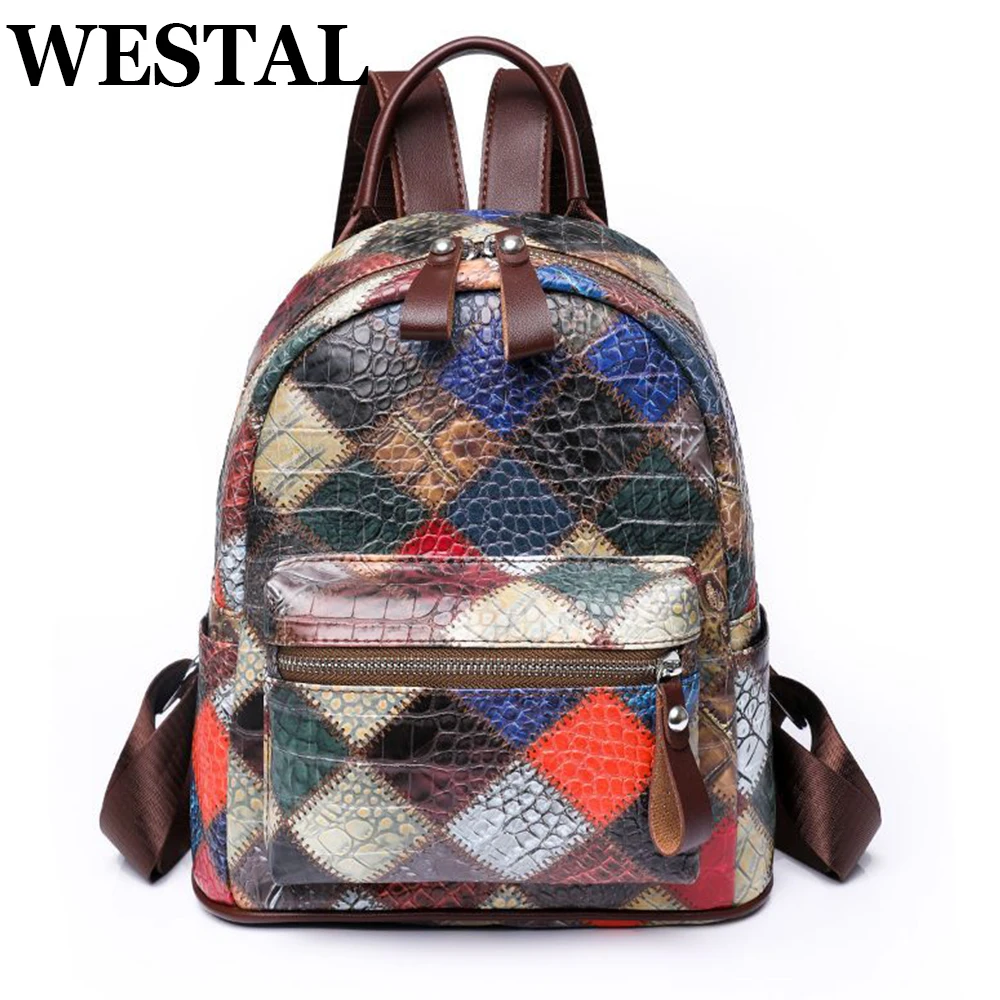 WESTALVintageBackpackWomensRucksackMulitcolorTravelBackpack