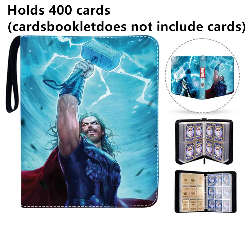 400pcs 900pcs Card Album Book Anime Marvel Spider Man Iron Man Thor Collection Card Zipper Game Cards Binder Holder kids Gift