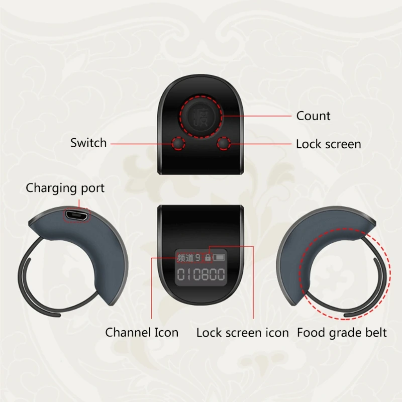 Mini Digital LCD Electronic Finger Ring Hand Tally Counter 9 Digit Prayer Counters Clicker