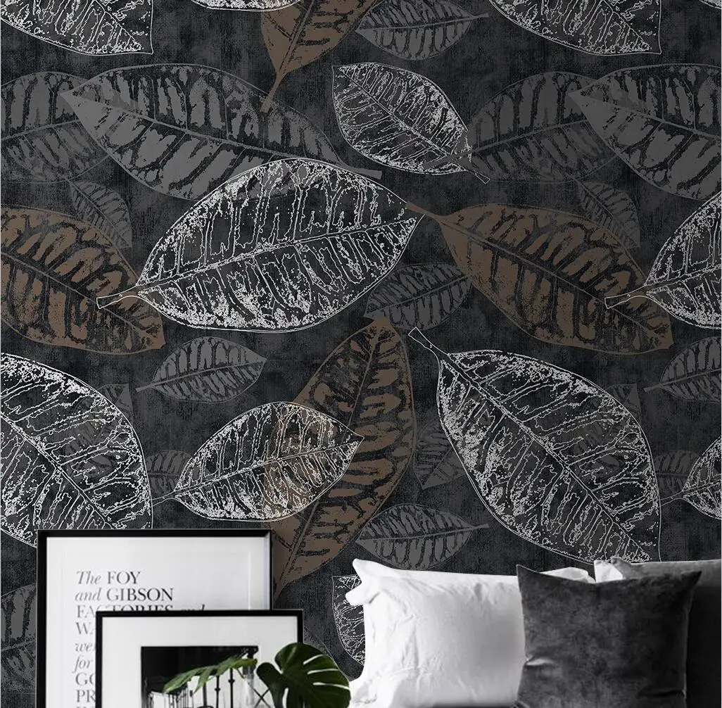 beibehang custom papel de parede 3D vintage grey plant leaves Murals wall paper Painting Photo Wallpaper Bedroom Living Room