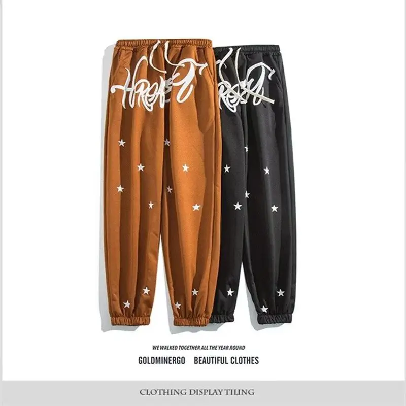 

2023 Spring Casual Loose Hallen Pants letter star print man Streetwear Hip Hop Straight Trousers Casual Loose Baggy Pants Unisex