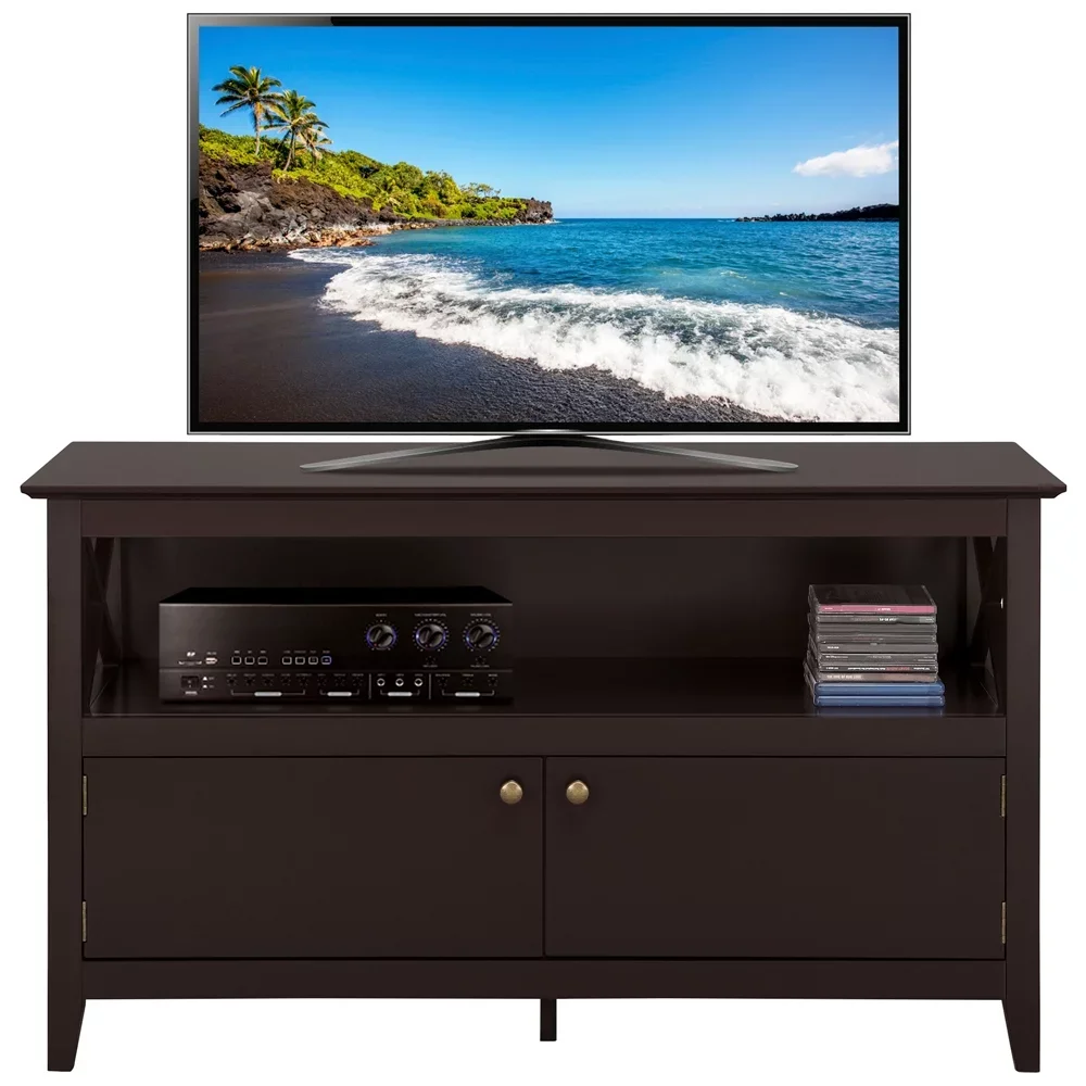 

Alden Design Wooden X-Shape TV Stand for TVs Up to 50'' with Storage Cabinet,Espresso