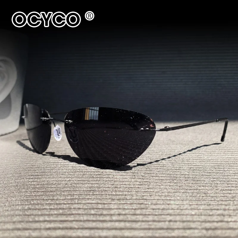 Polarized Ultralight Fashion Pilot The Matrix Neo Sunglasses Rimless Men Driving Brand Design Sun Glasses De Sol UV400