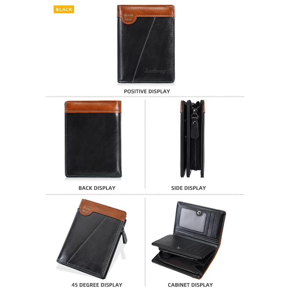 baellerry Mens RFID Blocking Wallet, Multi-functional Leather Wallet with 11 Card Slots, Coin Pocket, Slim Design (Billetera Hom