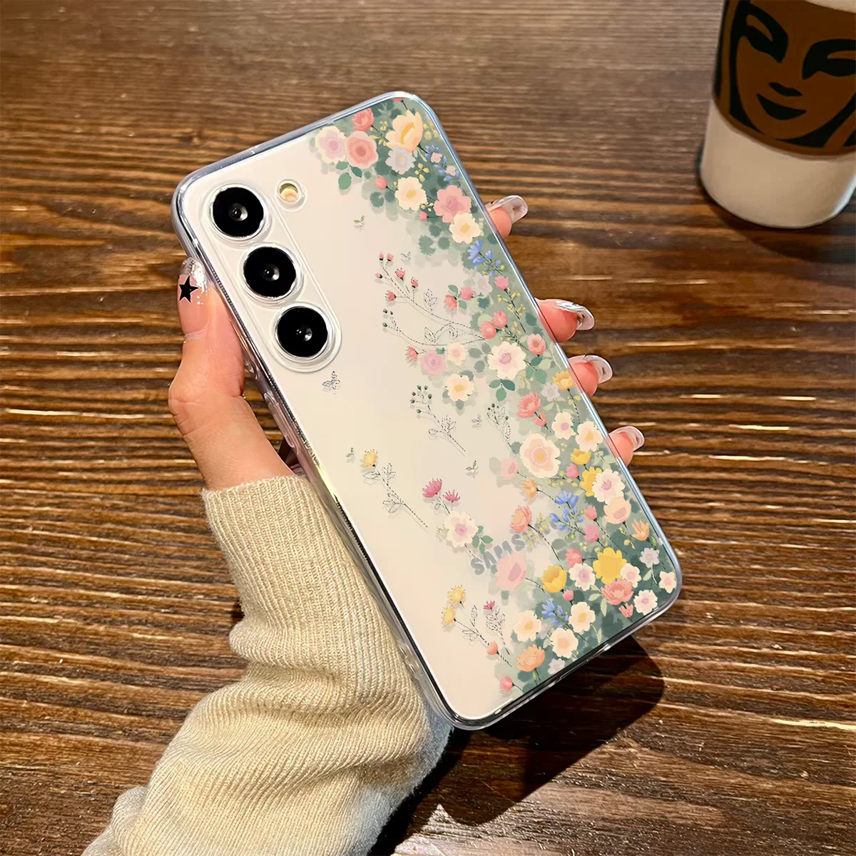 Floral Pattern Clear Soft Silicone Daily Use Phone Case