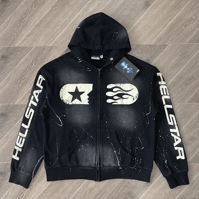 Hellstar Studios Zip Up Cotton hoodie with zipper wash 3