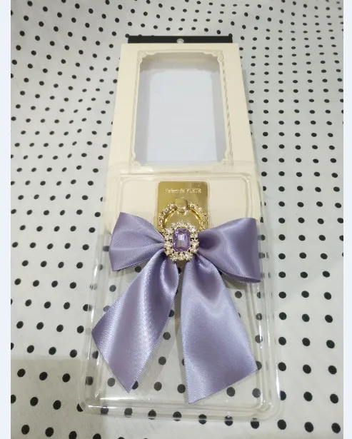 Japanese Commuter All-Match Women's Fashion Diamonds Ribbon Phone Stand Sweet Handmade Metal Mobile Phone Finger Grip Bracket