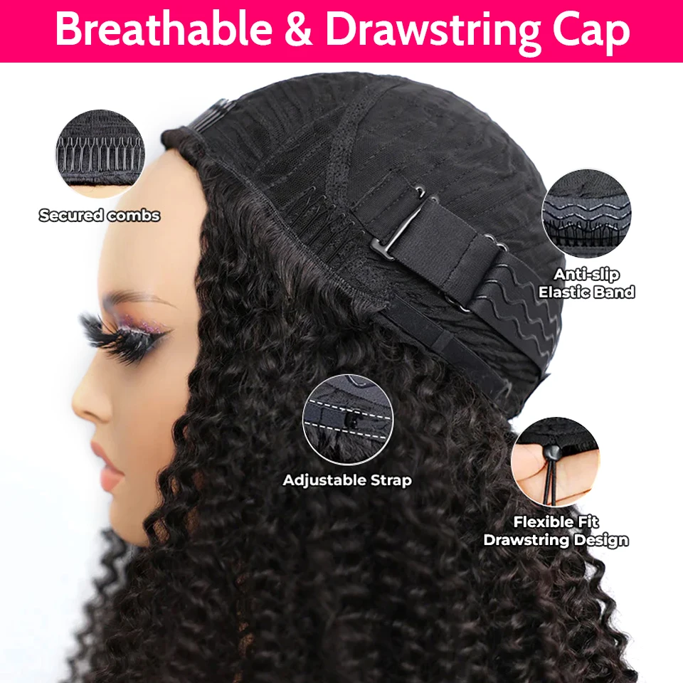 ISEE Hair Water Wave Half Wig 100% Human Hair Wigs Ready To Wear Beginner Friendly Natural Glueless Wigs Adjustable & Breathable