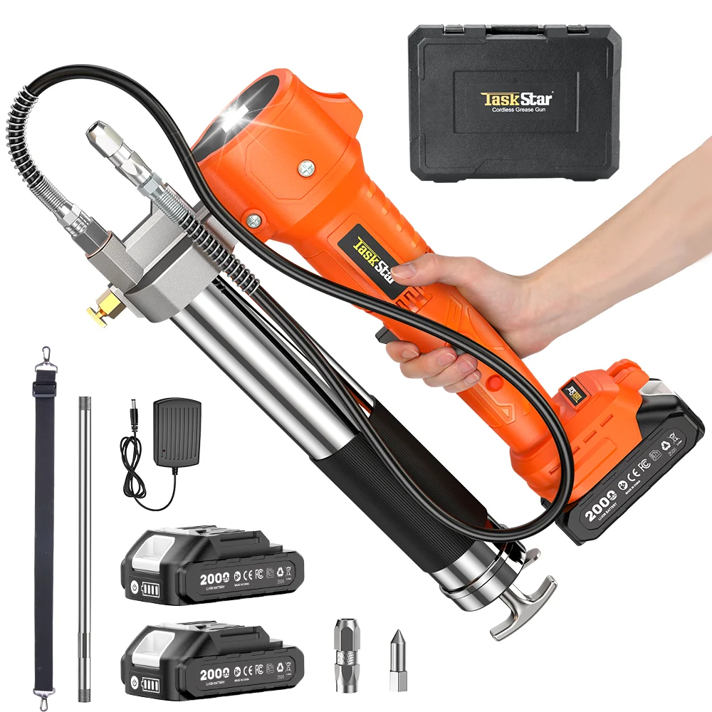 TaskStar Kit Tuyau Pompe à Graisse 10000 PSI 47" + Embout – Compatible Batterie Et Manuelle
