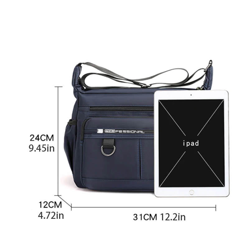 Men's multi pocket casual shoulder bag, with adjustable shoulder straps and zipper closure, is an ideal choice for daily commuti