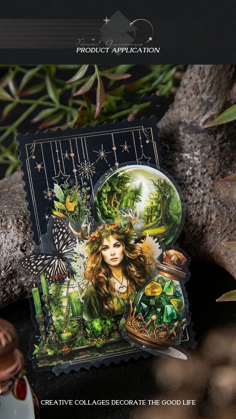 JIANWU 40 Sheets Sacred Grimoire Series Vintage Magic Witch Material Decor PET Sticker Creative DIY Journal Collage Stationery