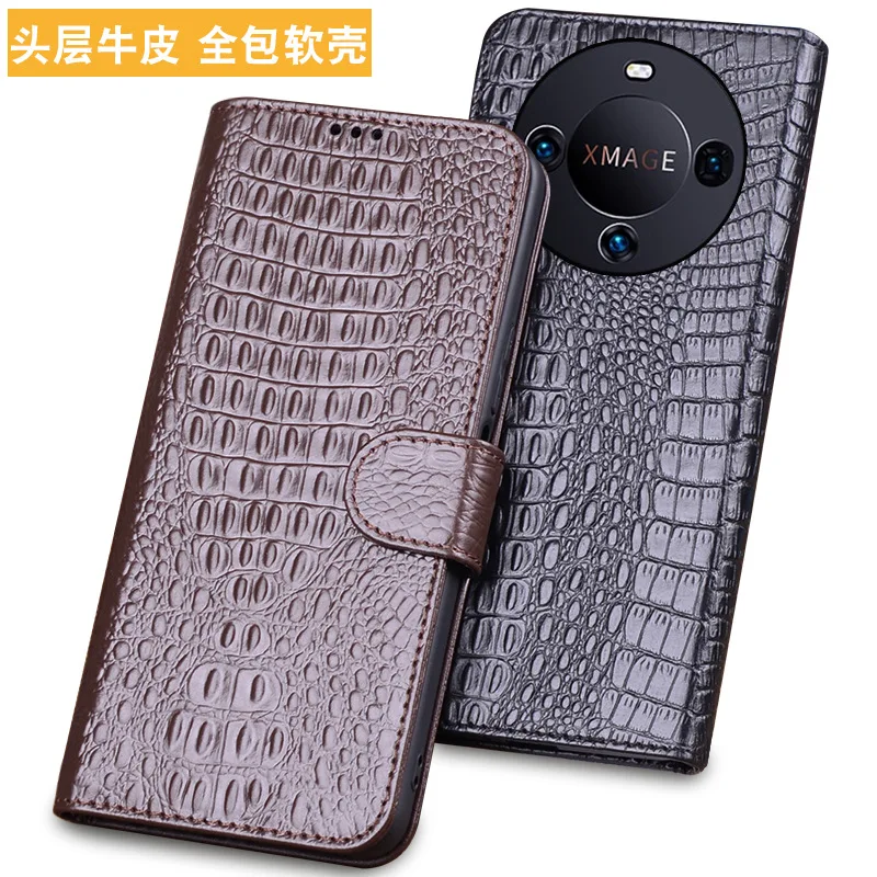 

Роскошный чехол-кошелек из натуральной кожи, деловые чехлы для телефонов Huawei Mate 60 Mate60 Pro, чехол с отделением для кредитных карт и денег