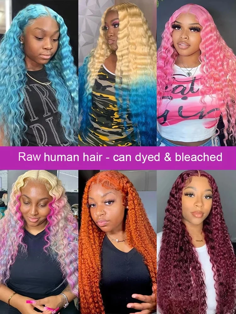 46 Inch Jerry Curly Blonde 613 Human Hair Wigs Wavy Colored 13x6 HD Lace Wig Deep Wave Frontal Kinky Curls Multi Parting 5