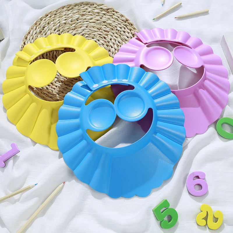 Baby Shower Soft Cap Adjustable Hair Wash Hat For Kids Ear Protection Safe Children Shampoo Bathing Shower Protect Head Cover hair wash hat shampoo shower cap baby hat