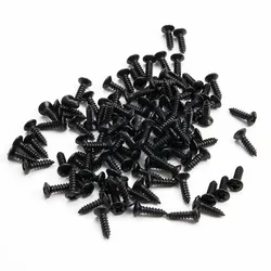 Premium Set of 50 Gold, Black, Silver Electric Guitar & Bass Pickguard Screws - Wholesale Metal Fasteners for Pickguards and Covers (50pcs black)