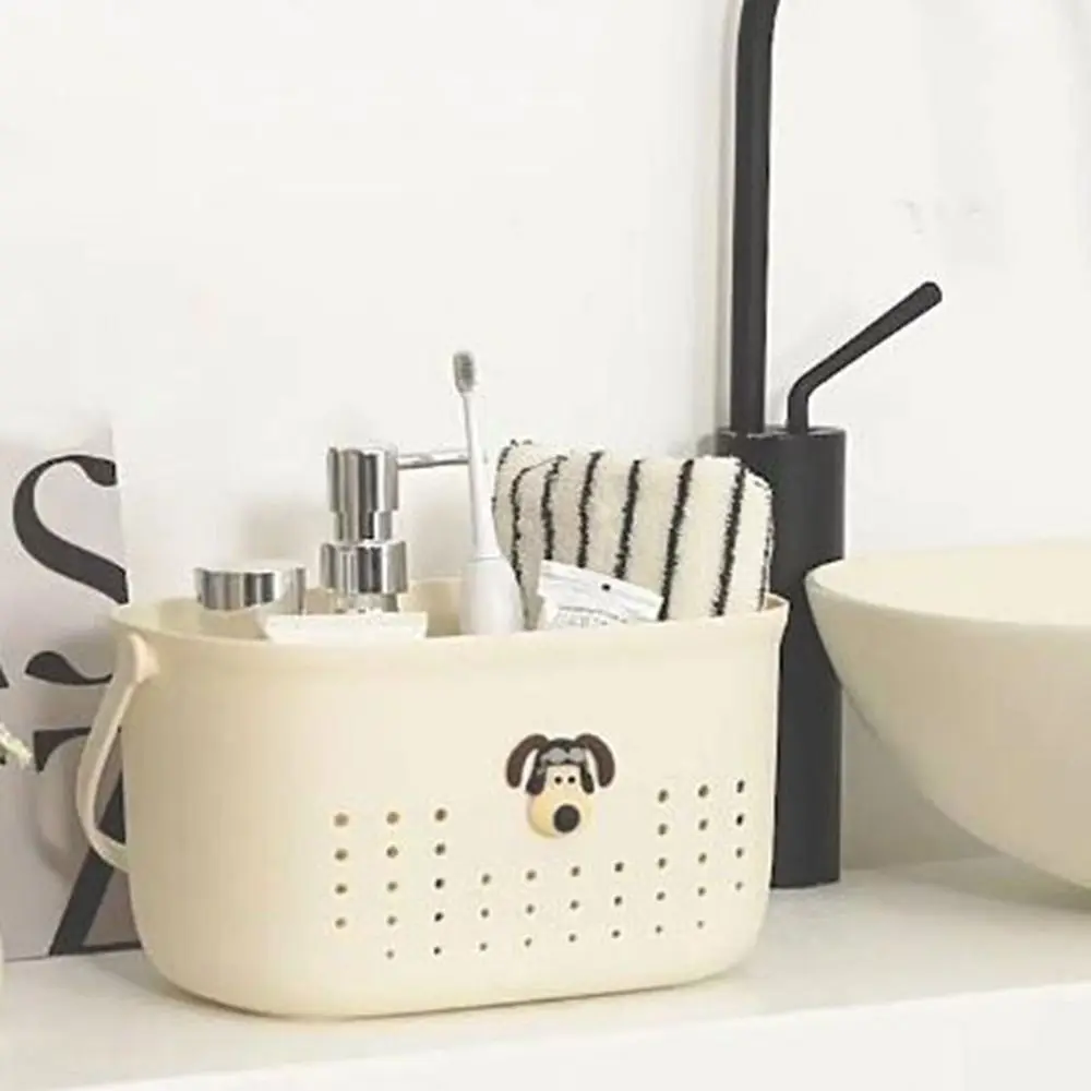 Plastic Storage Basket with Handles Hollow Shower Basket with Holes Bathroom Tote Toiletry Bag