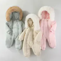 LILIGIRL Winter 2025 Jumpsuit with Thickened Warm Hooded Jumpsuit and Built-in Fleece for Baby Girl and Baby Boy Clothing