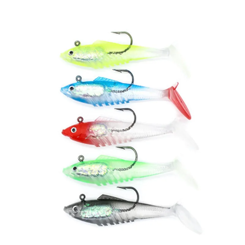 T Tail Covered Lead Fish Soft Bait 8 Cm11.5G Five Color Opzionale Coperto Lead Fish Bionic Luya Bait
