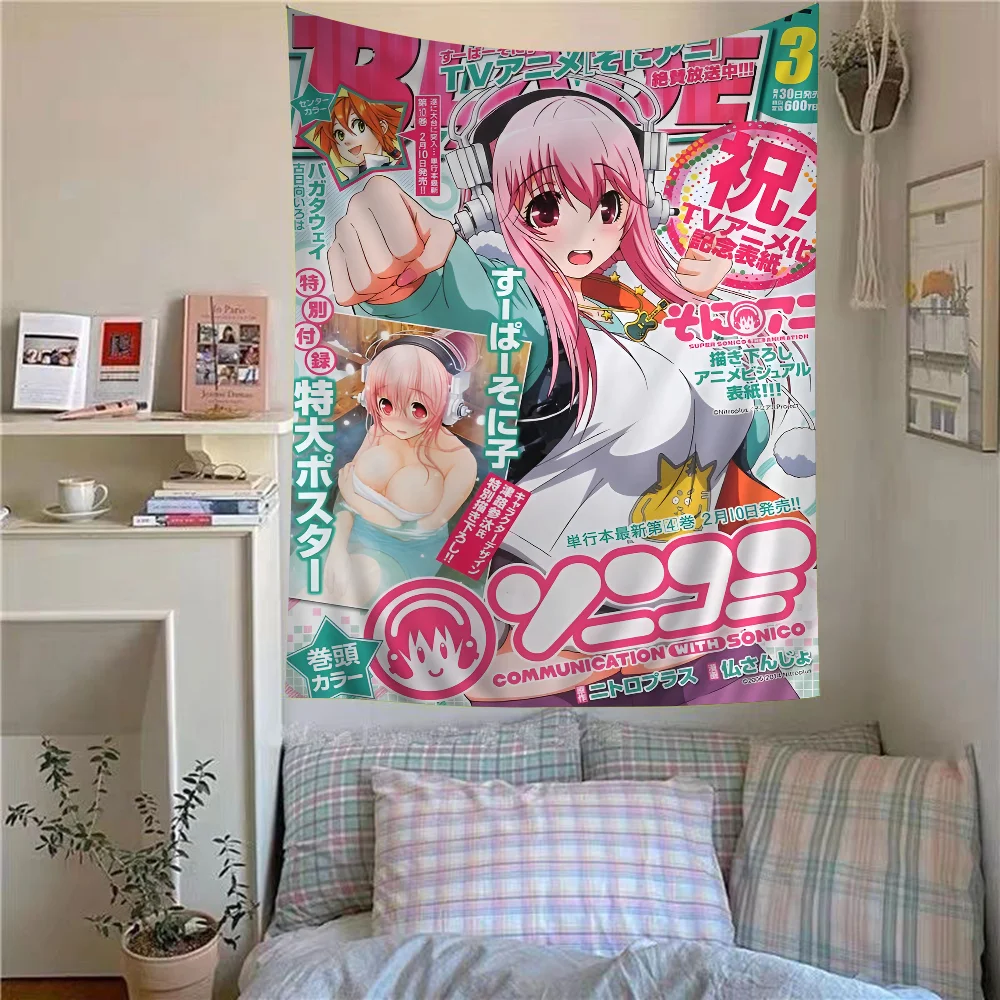 Super Sonico Manga Classic Anime Tapestry Wall Hanging Decoration tapestry decor anime wall decor