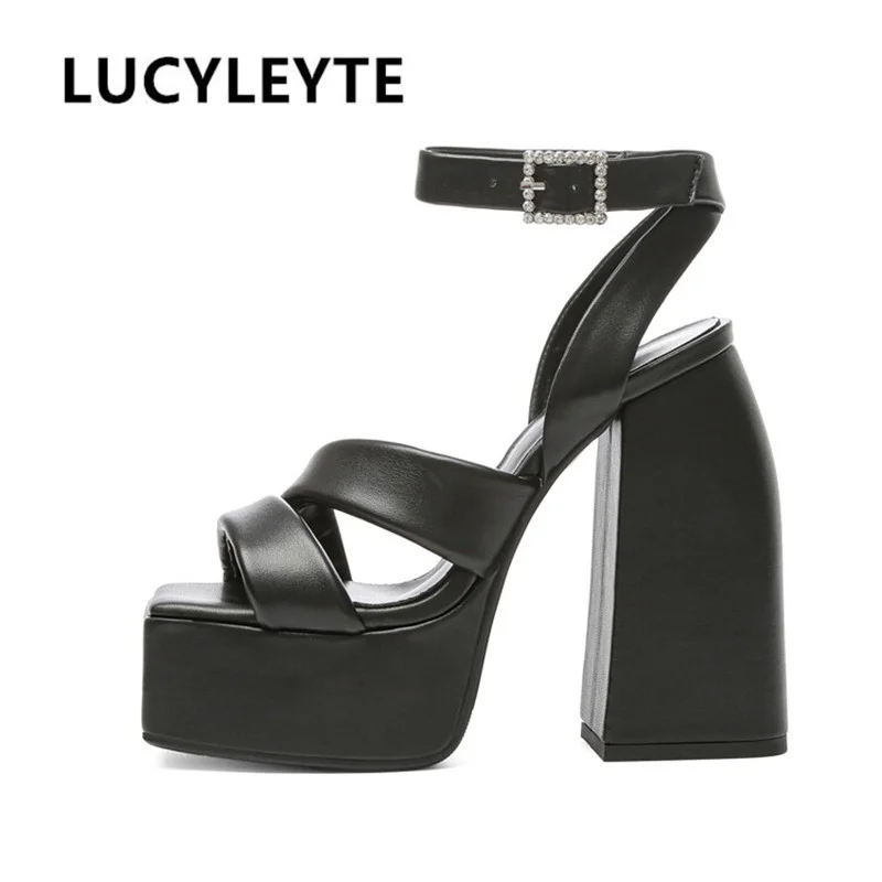 

2022 women's spring and summer fashion thick sole super high heel breathable sandals non-slip beef tendon sole shoes