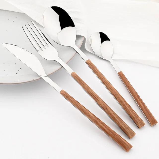 Wood-Handle Cutlery Set 6