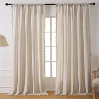 Natural Linen Curtains 84 Inch Length for Living Room 1 Panel Drape Semi Sheer Neutral Country Rustic 2