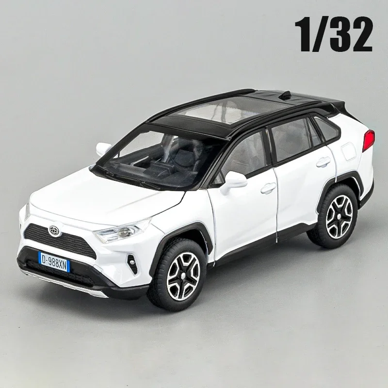 

1:32 Scale Toyota RAV4 Diecast Sports Car Alloy Die Cast Sound And Light Body Pull Back N Return Car Toy Gift