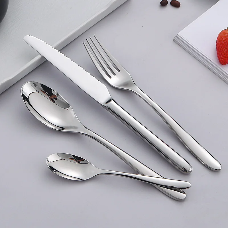 

24Pcs Kitchen Cutlery Set 18/10 Stainless Steel Dinnerware Set Knife Fork Spoon Western Tableware for Home Resturant Cubiertos