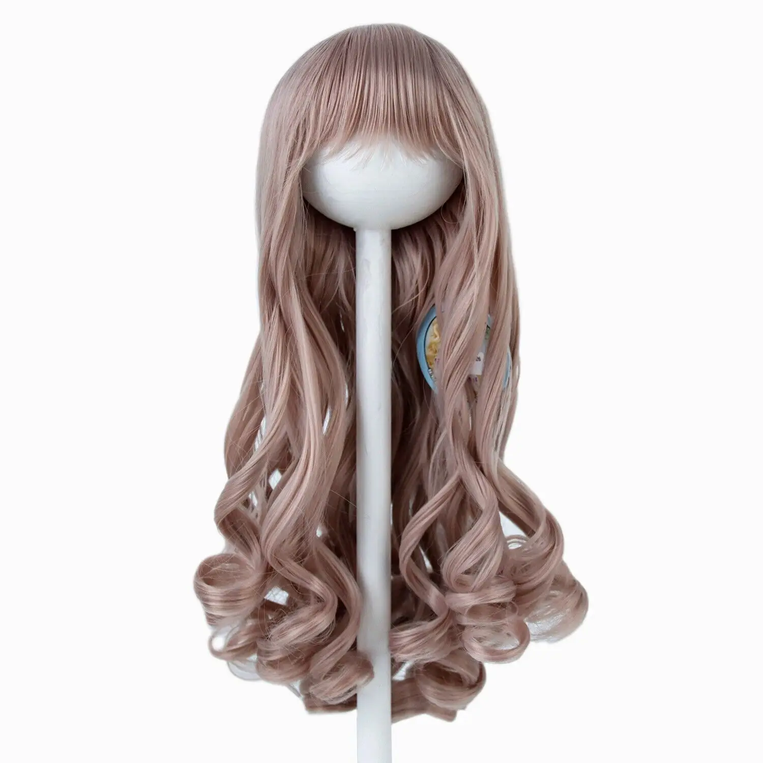 18'' American Doll Wigs Long Curly Coffe Colour With Bangs Hair For Girls Doll Wig 26-28cm head circumference