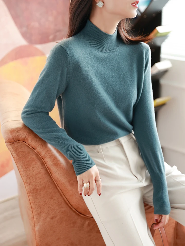 Jersey De Manga Larga Para Mujer | Tela Suave, Cuello Redondo, Para Otoño-invierno, Marca Fino