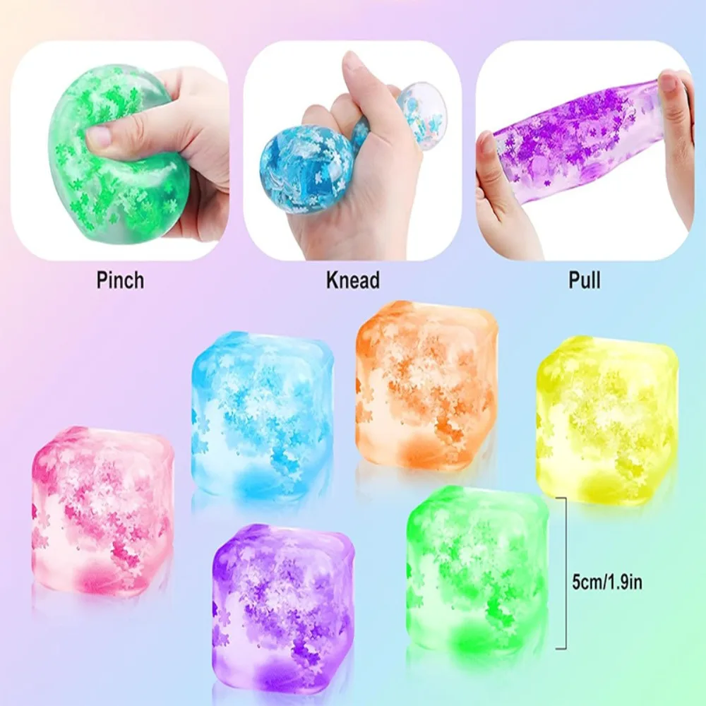 Mini 5*5cm Ice Cube Pinch Toy Stress Relief Tofu Shape Transparent Ice Block Mochi Sensory Toy Children 6