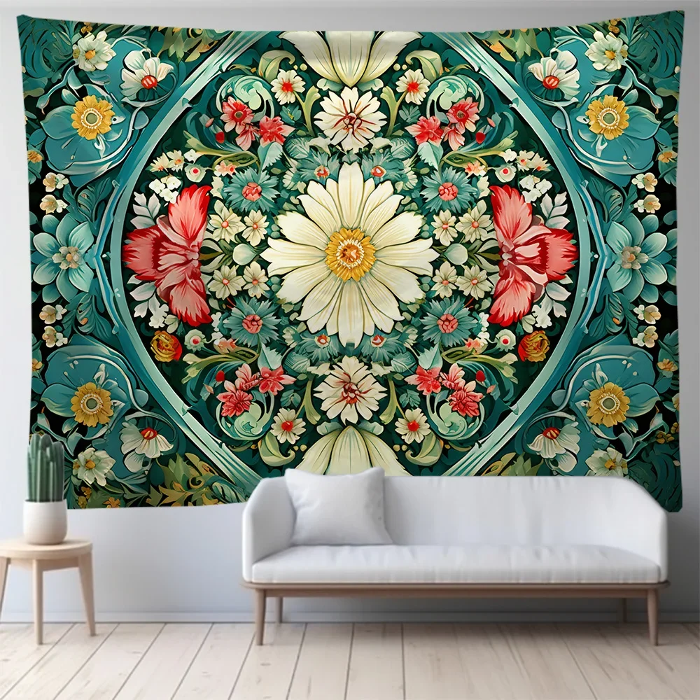 Tapestry Decorations Nordic Tapestry Large Mandala Series Room Background Cloth Ins Royal Green Wall Hanging Home Decoration Bohemian Art Tapestries