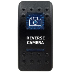 Marine Grade Waterproof Rocker Switch with Blue LED Light Bar, 12V, ON/OFF Options (REVERSE CAMERA)